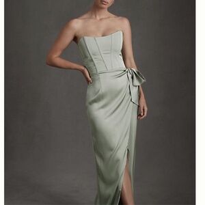 V. Chapman June Corset Front-Slit Gown